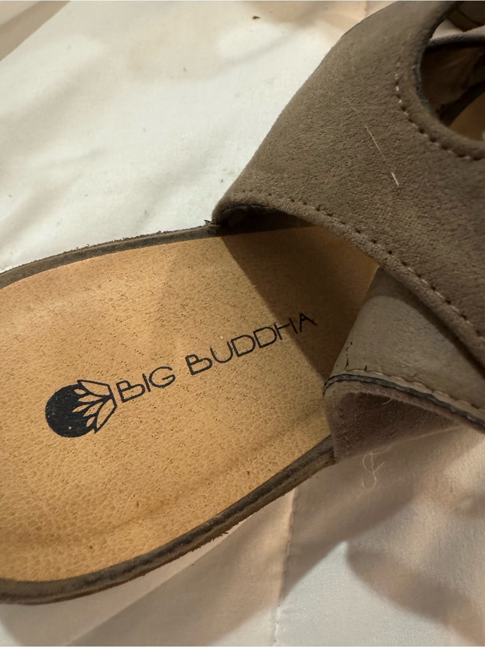Big Buddha Taupe Slide Sandals with Suede Upper